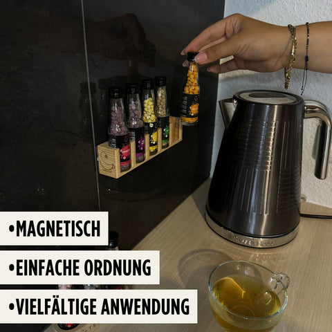  Holz-Aufsteller mit magnetischem Design für 5 Teaballs 